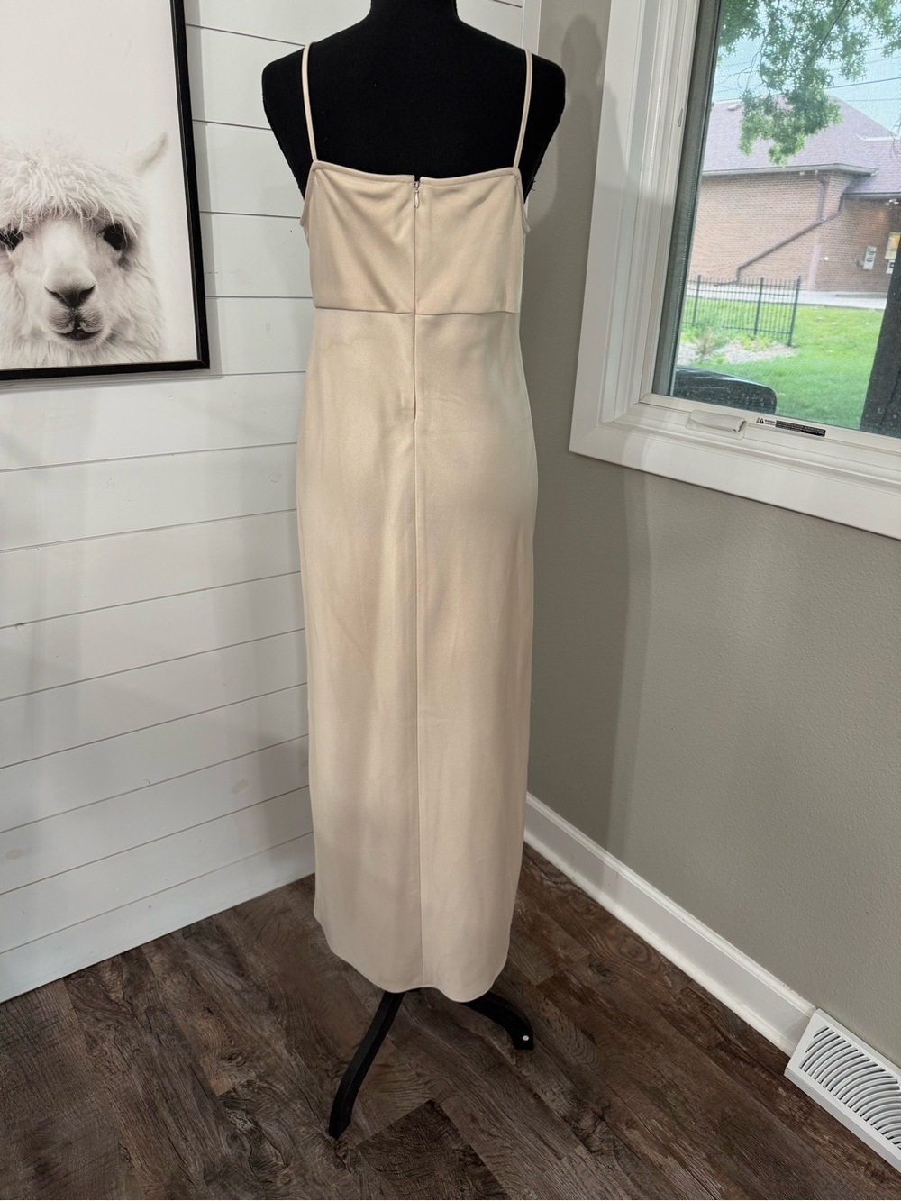 BHLDN Cali Satin Charmeuse Midi Dress Size 10 Oyster Slip Dress - Picture 6 of 8